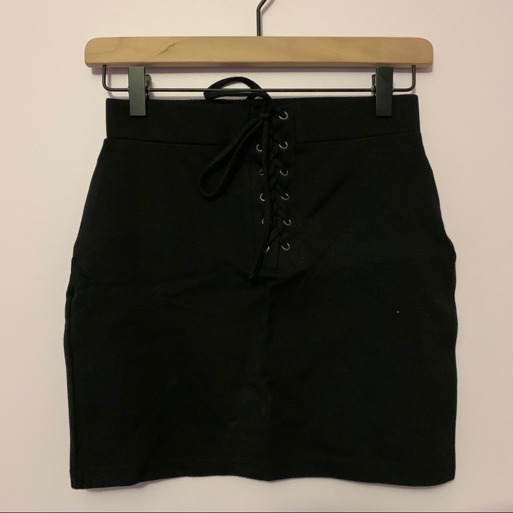 Black Forever 21 Lace Up Skirt